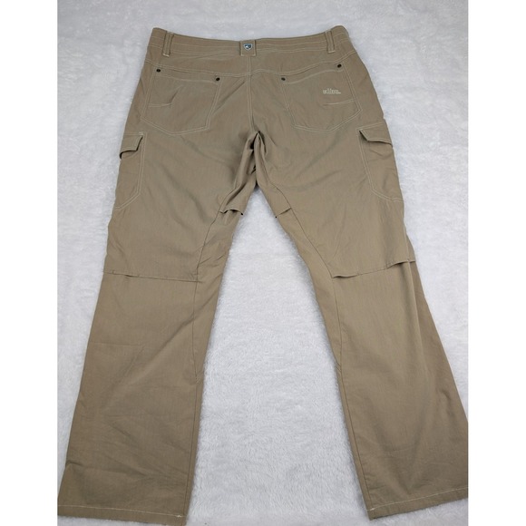 Kuhl Cargo Pants Men's 38x30 Khaki Cotton Blend Flat Front Hiking Workwear - Picture 9 of 14